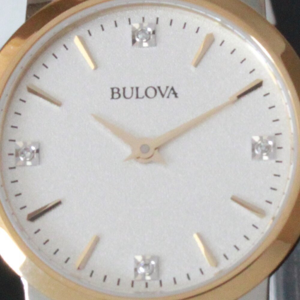 Bulova Ladies Sutton Classic Quartz Watch Four Diamond Accents Two Tone 27mm - Picture 12 of 13